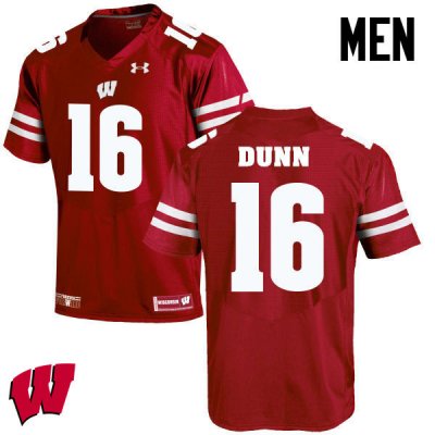 Men's Wisconsin Badgers NCAA #16 Jack Dunn Red Authentic Under Armour Stitched College Football Jersey ET31N13AR